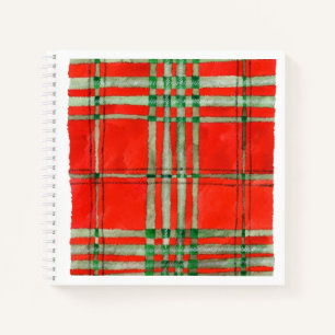 ROOD SCOTT TARTAN 8.5x8.5 spiraal Notitieboek