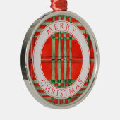 ROOD SCOTT TARTAN Premium rond Ornament + tekst (Rechts)