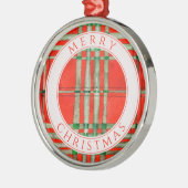 ROOD SCOTT TARTAN Premium rond Ornament + tekst (Links)