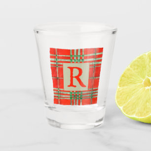 ROOD SCOTT TARTAN Shot Glass + Initiaal Shot Glas