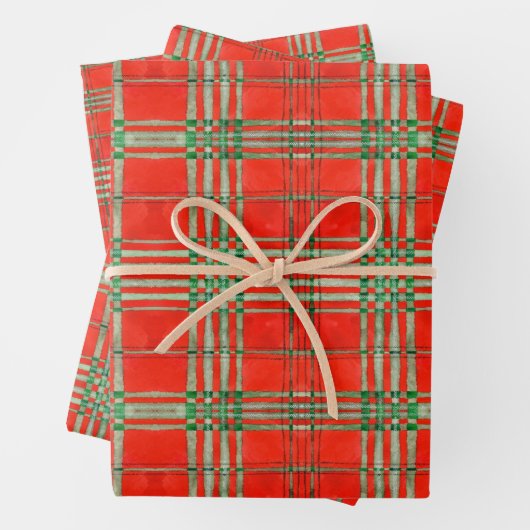 ROOD SCOTT TARTAN Vlak Blad Verpakkend Document Inpakpapier Vel (In situ)