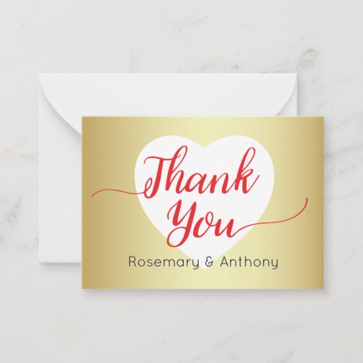 Rood script kalligrafie Bedankt kaarten Notitiekaartje (Voorkant)