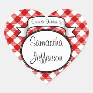 Rood Script -Uit de keuken van- Jar/Label Hart Sticker