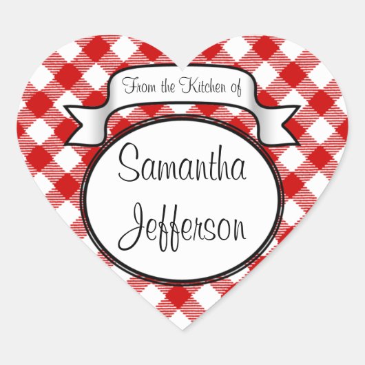 Rood Script -Uit de keuken van- Jar/Label Hart Sticker (Voorkant)