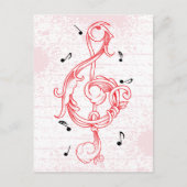 Rood scrollwerk met tafelblad briefkaart (Voorkant)