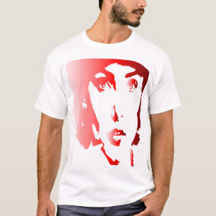 Rood silhouet van het gezicht van een vrouw met pe t-shirt