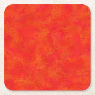Rood Sinaasappel Abstract patroon Vierkante Kartonnen Onderzetter