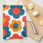 Rood Sinaasappel Blauw Tropische Bloemen Botanisch Theedoek (Quarter Fold)