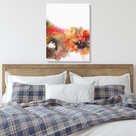 Rood Sinaasappel Bruin Abstract Kunstcanvas Canvas Afdruk (Insitu (Slaapkamer))