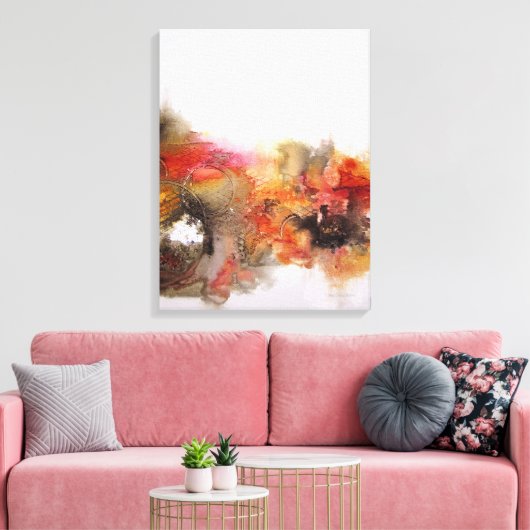 Rood Sinaasappel Bruin Abstract Kunstcanvas Canvas Afdruk (Insitu (Woonkamer))