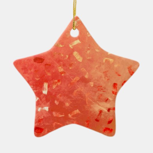 Rood Sinaasappel Goud Glitter Kerst Keramisch Ornament (Voorkant)