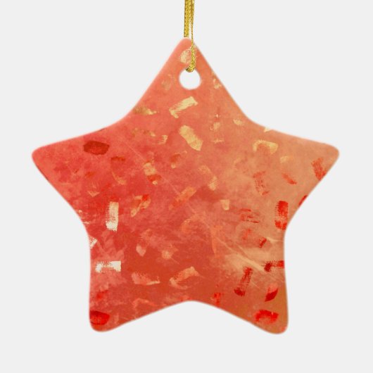 Rood Sinaasappel Goud Glitter Kerst Keramisch Ornament (Achterkant)