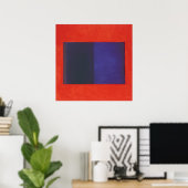 rood sinaasappel op blauw poster (Thuiskantoor)