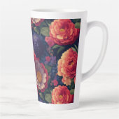 rood Sinaasappel paarse mum pioen bloemig Latte Mok (Rechts)