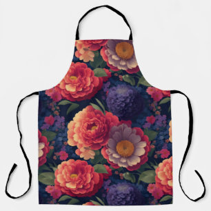 rood Sinaasappel paarse mum pioen bloemig Schort