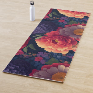 rood Sinaasappel paarse mum pioen bloemig Yogamat