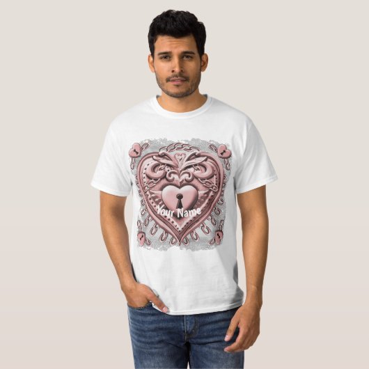 Rood slot Hart T-shirt (Voorkant volledig)