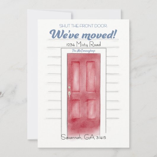 Rood Sluit de voordeur Aankondiging Kaart (Voorkant)