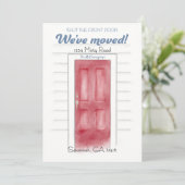 Rood Sluit de voordeur Aankondiging Kaart (Staand voorkant)