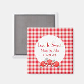 Rood Snoep Wedding Favor Magnet Magneet (Voorkant / Achterkant)