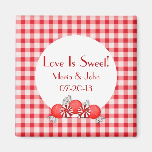 Rood Snoep Wedding Favor Magnet Magneet (Voorkant)