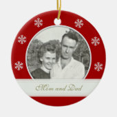 Rood: Snowflake Banner Memorial: Afbeelding Orname Keramisch Ornament (Voorkant)