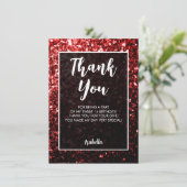 Rood sparkles Sweet 16 elegant script Bedankkaart (Staand voorkant)