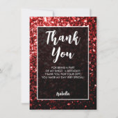 Rood sparkles Sweet 16 elegant script Bedankkaart (Voorkant)