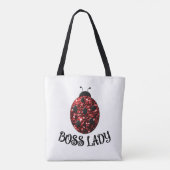 Rood sparkly Ladybug BOSS LADY Personaliseren Draagtas (Achterkant)