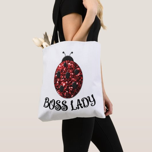 Rood sparkly Ladybug BOSS LADY Personaliseren Draagtas (Dichtbij)