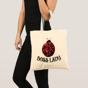 Rood sparkly Ladybug BOSS LADY Personaliseren Tote Bag