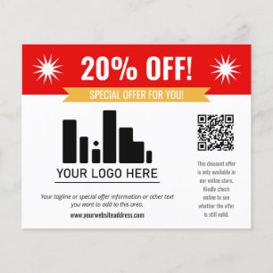 Rood Speciale aanbieding Korting op je Logo- en QR Flyer