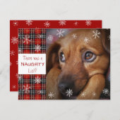 Rood speldensnoepgoed aangepaste groet op de Naugh Feestdagenkaart (Voorkant / Achterkant)