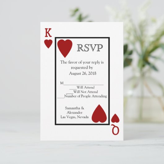 Rood Spelen Kaart Matching RSVP (Staand voorkant)