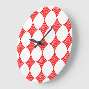 Rood Spelen Kaart Symbool Diamond Shape Lino Cut Grote Klok