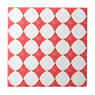 Rood Spelen Kaart Symbool Diamond Shape Lino Cut Tegeltje