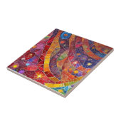 Rood Spiritueel Abstract Flow Mozaïek Tegeltje (Zijkant)