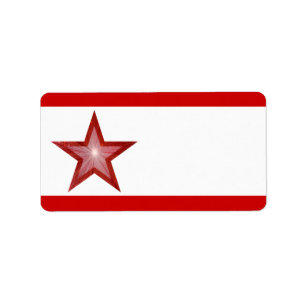 Rood Star-etiket medium wit, glad Etiket