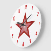 Rood Star 'getallen' klok rond wit (Hoek)