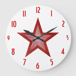 Rood Star 'getallen' klok rond wit