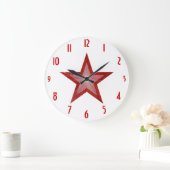 Rood Star 'getallen' klok rond wit (Huis)