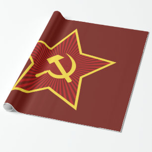 Rood Star Hammer en Sickle Glossy Wrapping Paper Cadeaupapier