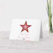 Rood Star met twee tonertonen "Merry Kerstmis"-wit Feestdagen Kaart (Achterkant)