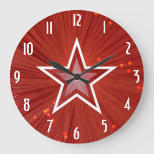 Rood Star 'Numbers' klok rond