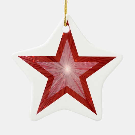 Rood Star-ornament, wit Keramisch Ornament (Voorkant)