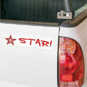 Rood Star 'STAR!' bumpersticker wit (Op Truck)