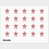 Rood Star 'STAR!' vierkante sticker wit (Vel)