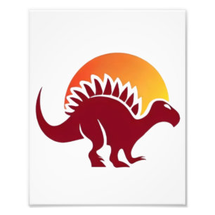 Rood Stegosaurus Sunset Silhouet Foto Afdruk