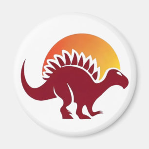 Rood Stegosaurus Sunset Silhouet Magneet