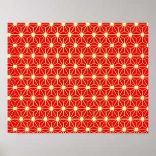 rood sterpatroon met gele lijn poster